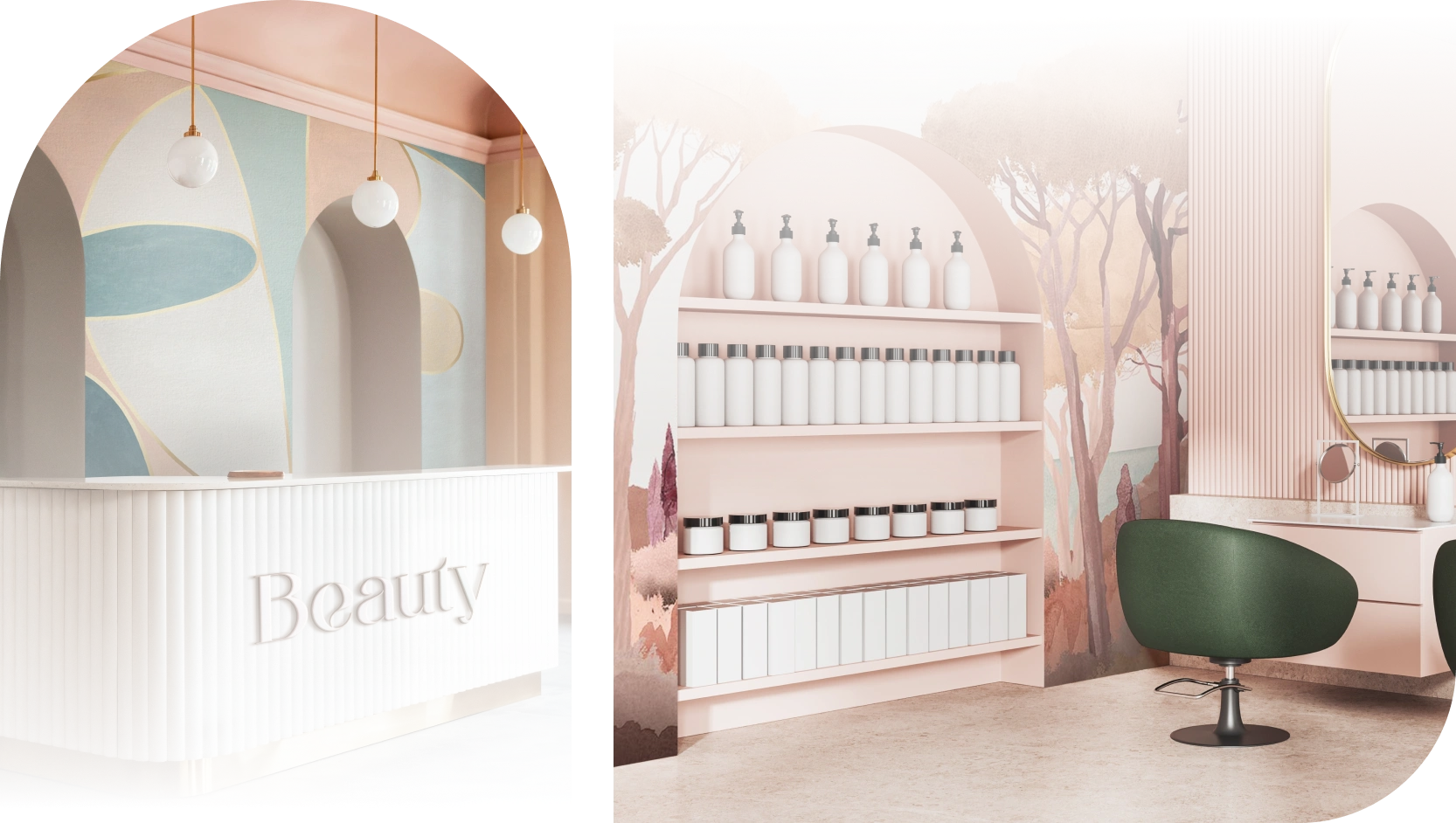 Feminine look of Salon with Wallpaper by Honpo
